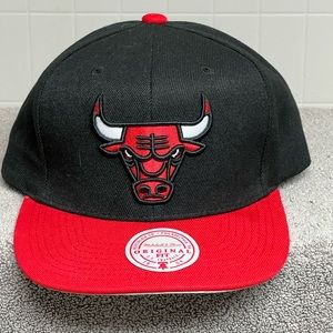 Chicago Bulls Mitchell & Ness NBA Snapback Cap 3D Logo Black Red Hat New